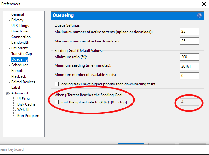 Control over the upload rate of files that already finished downloading