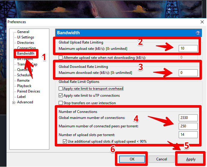 Control over the regular upload rate